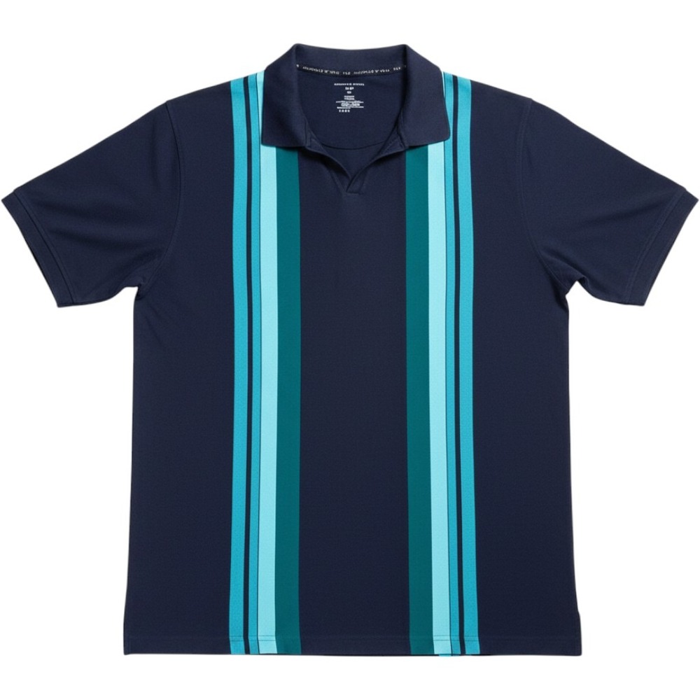 Shaquille O'Neal XLG Polo Shirt Mens 4XL Navy Blue Vertical Stripe RN‎ 93677